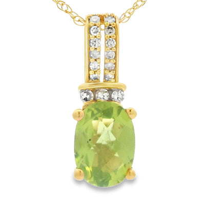 .37ct Pendentif en Péridot et Diamant en Or Jaune 10KT