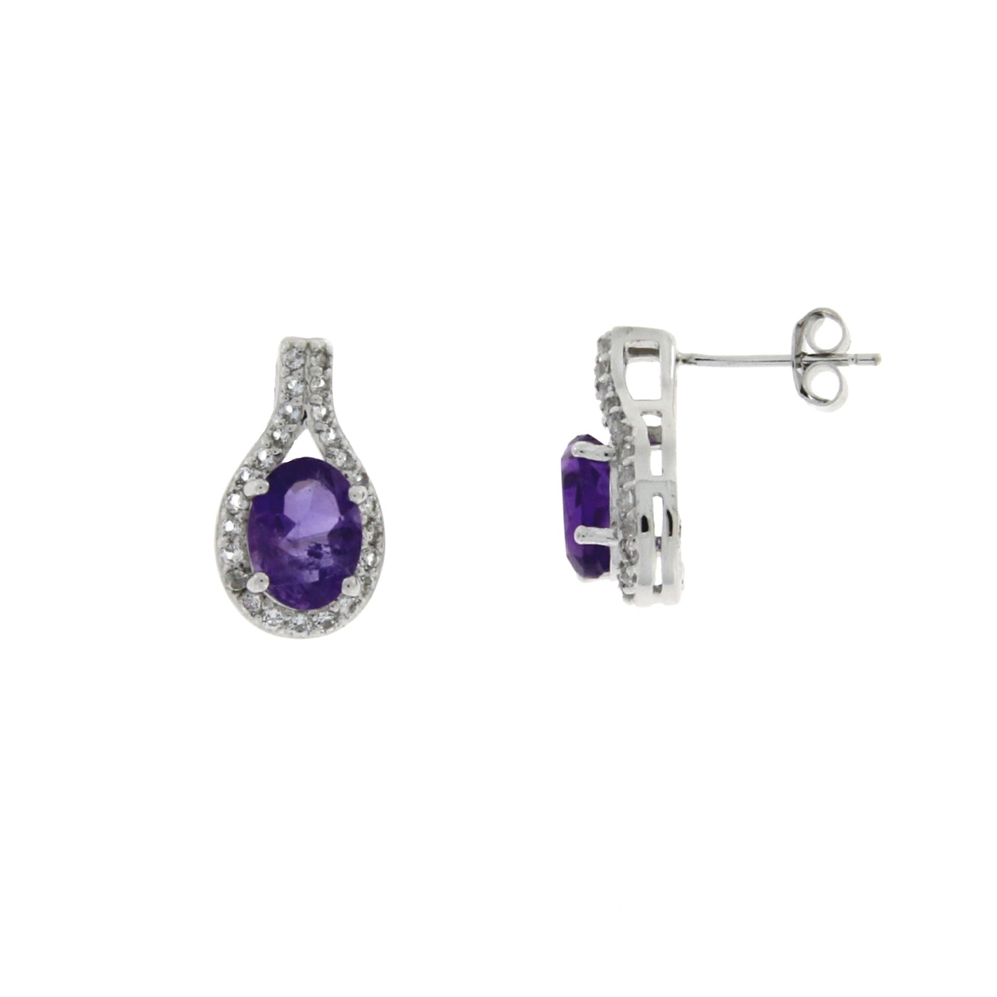 2.50ct Amethyst and White Topaz Earrings in Sterling Silver