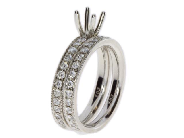 Monture semi-montée en diamant pour bague de fiançailles en or blanc 14KT