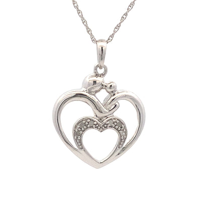 .10ct Pendentif en Diamant en Forme de Cœur en Argent Sterling