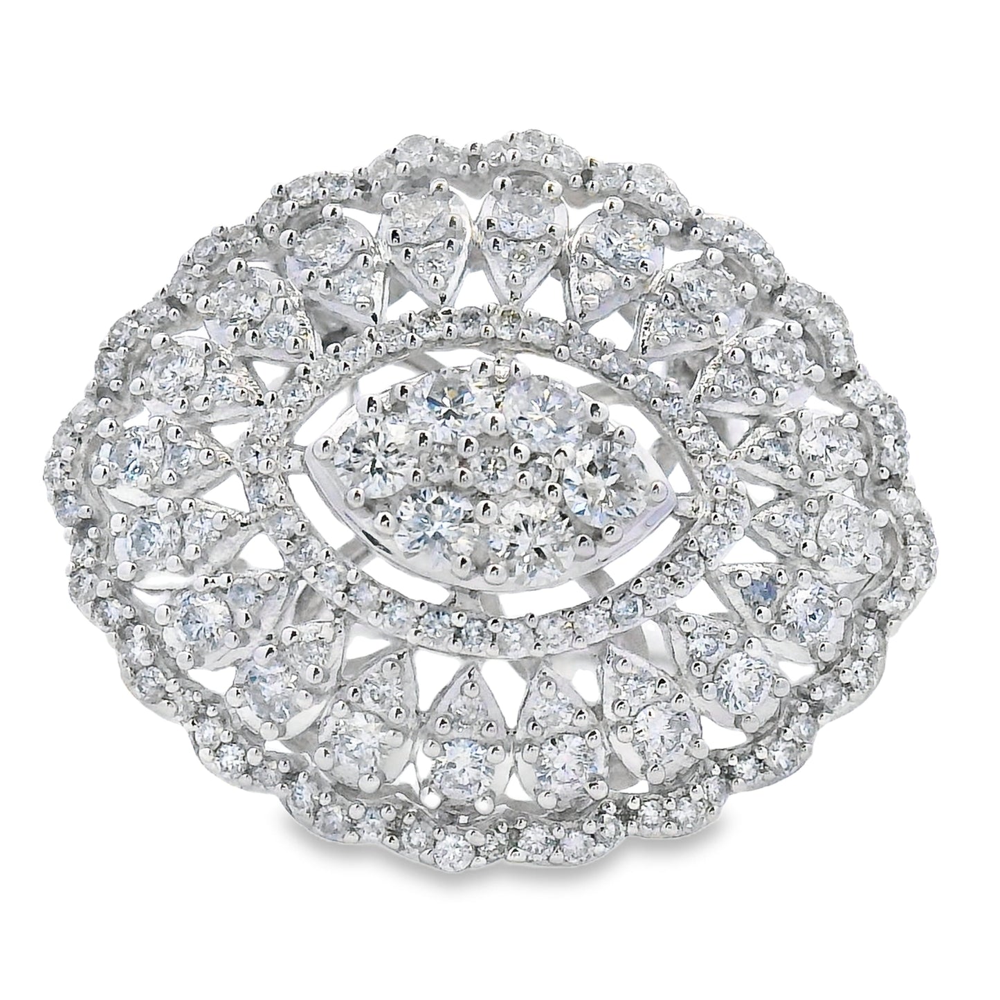 Bague en diamant véritable de 0,85 ct en or blanc 14KT