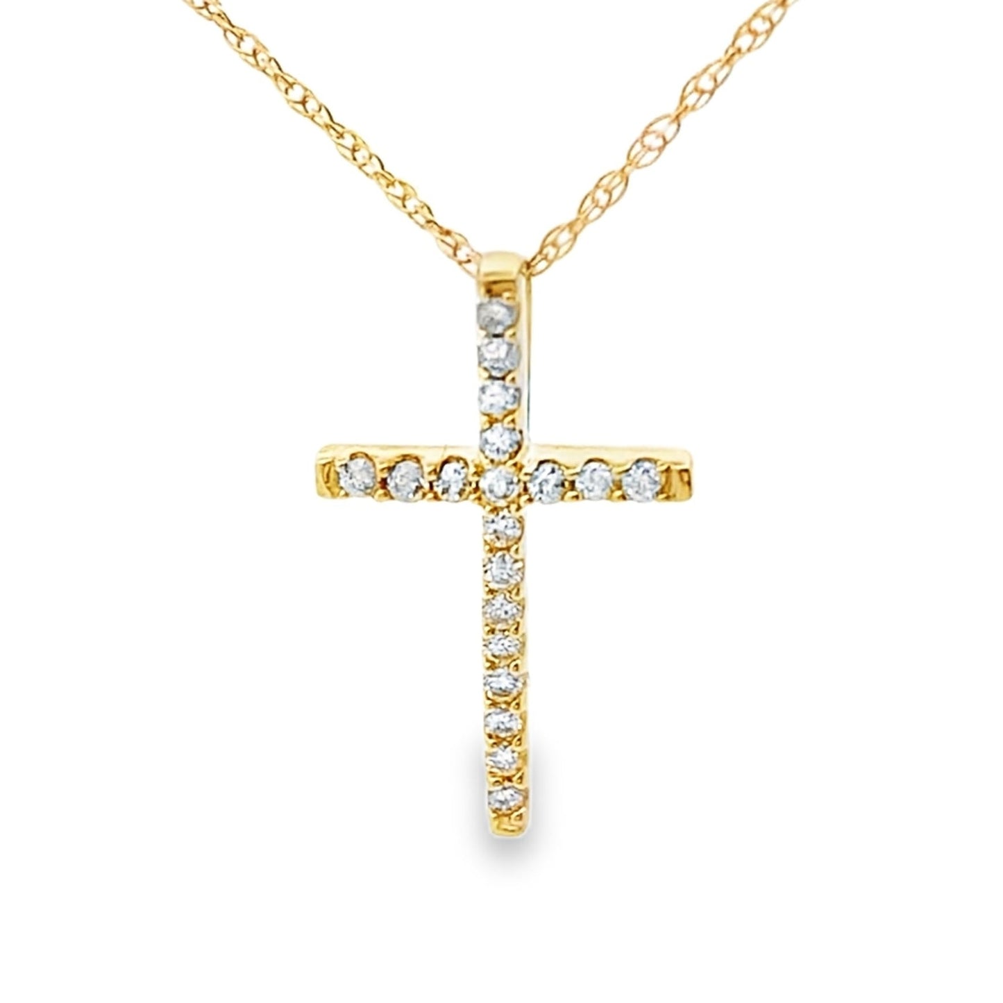 .10ct Pendentif Croix en Diamant en Or Jaune 14KT