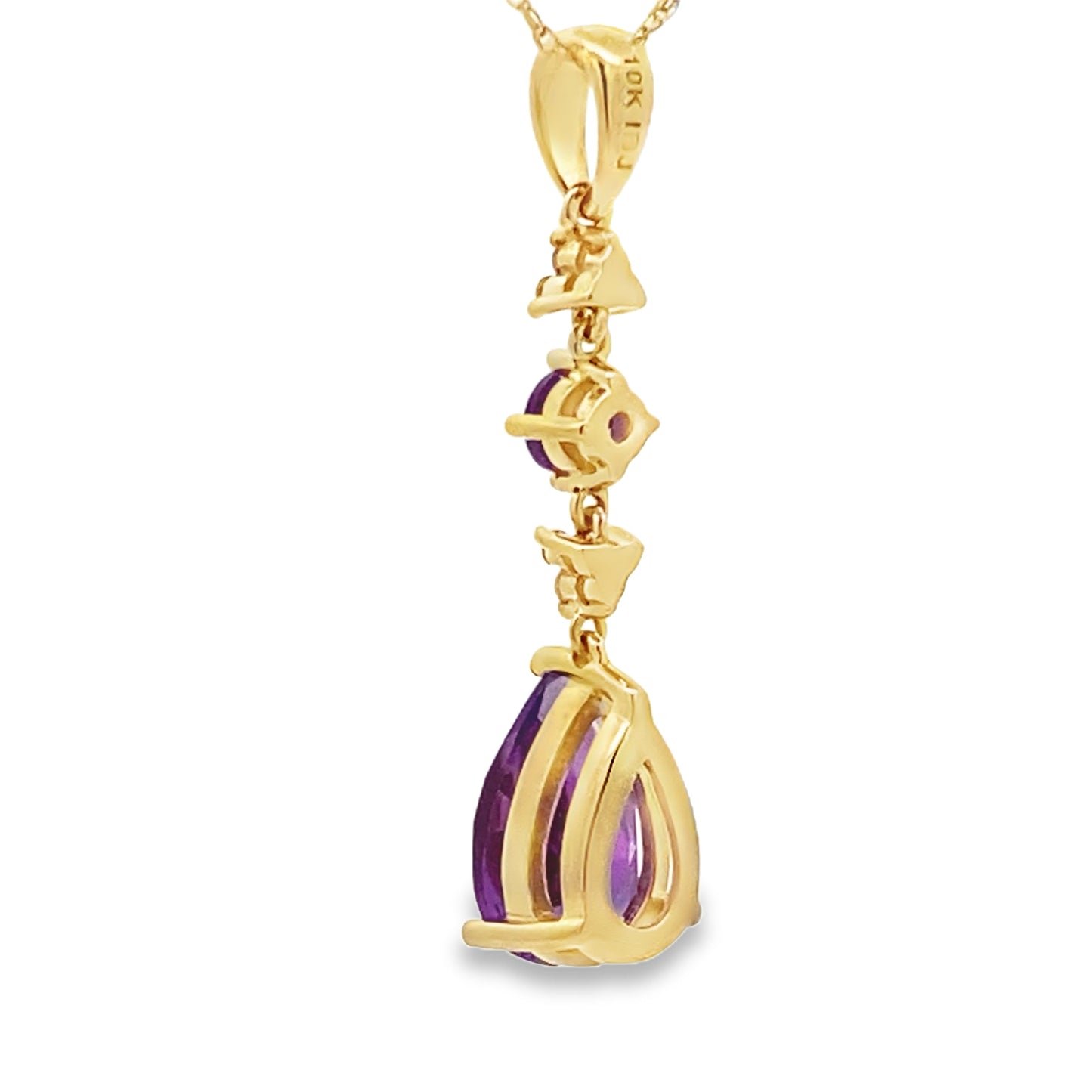 Amethyst Diamond Fashion Pendant in 10KT Yellow Gold