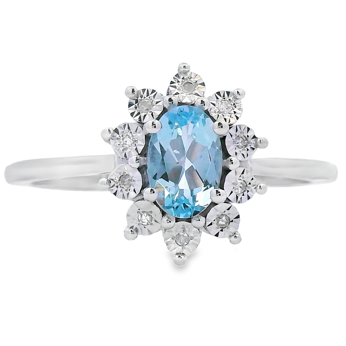 Genuine .43ct Aquamarine Diamond Ring in 10KT White Gold