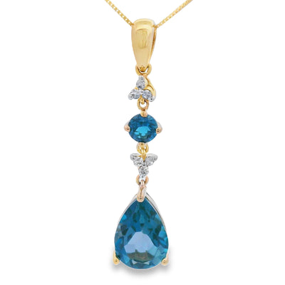 London Blue Topaz Pendant in 10KT Yellow Gold