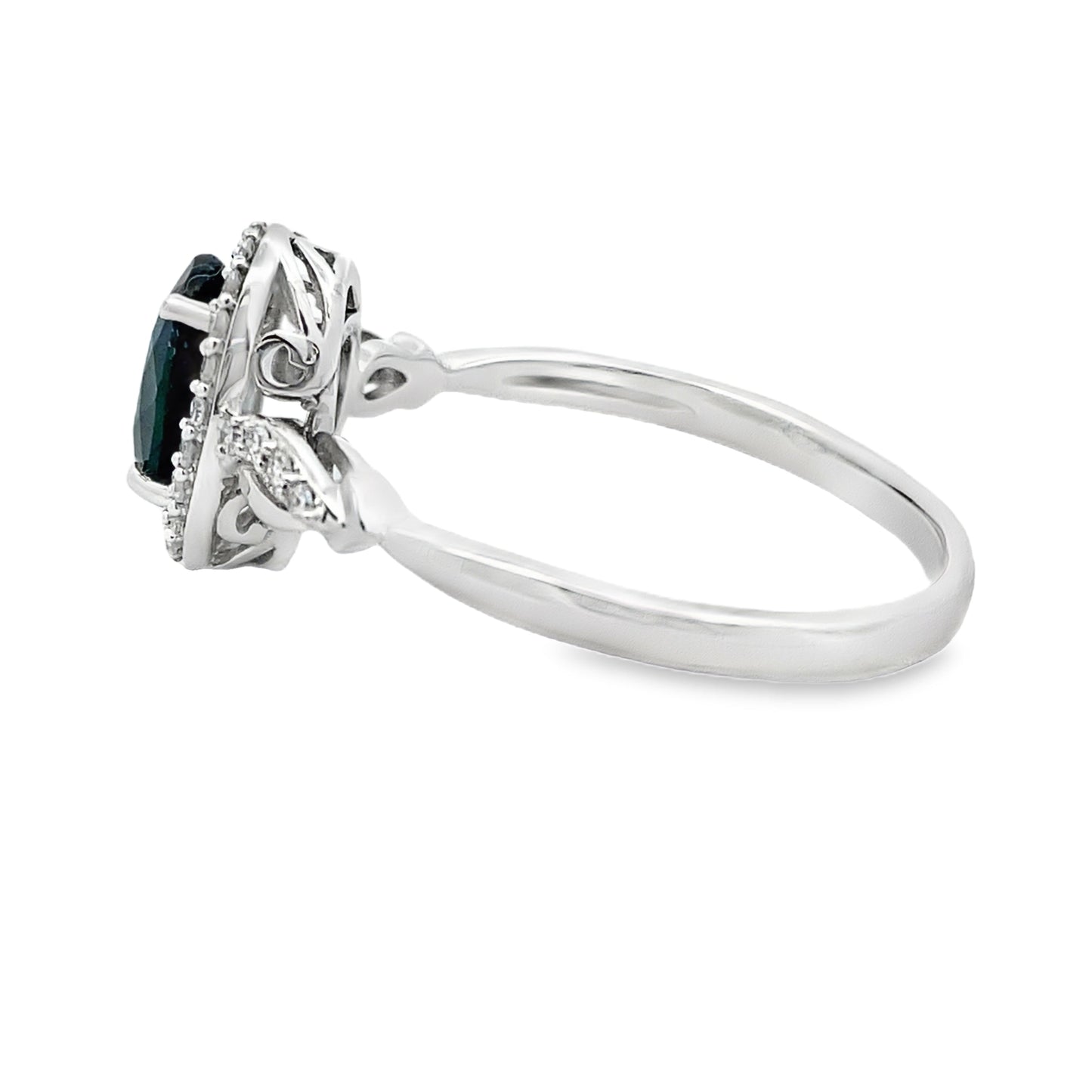 Anillo de Diamante de Zafiro Natural de 1.07ct en Oro Blanco de 10KT