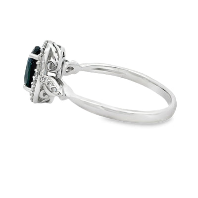 Bague en Saphir et Diamant Naturel de 1,07 ct en Or Blanc 10KT