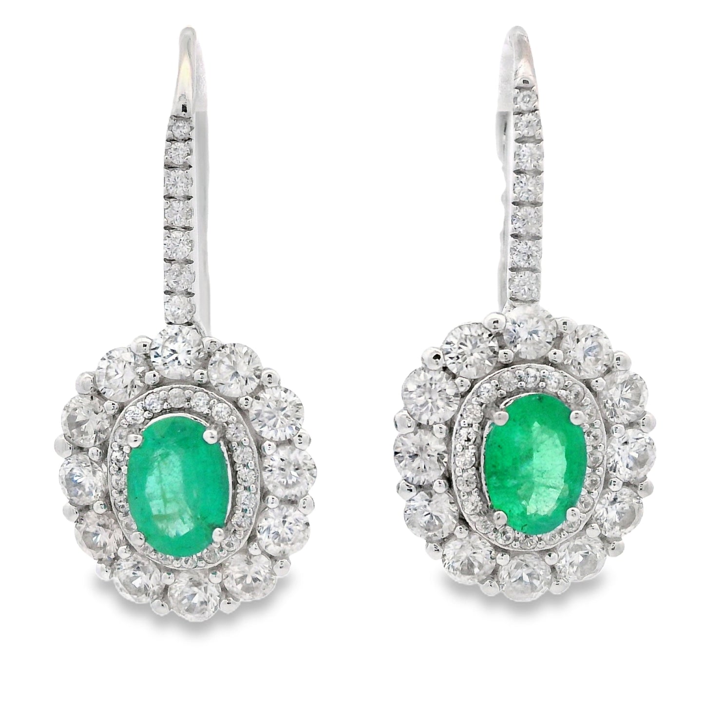 Boucles d'oreilles pendantes en zircon émeraude de 5,28 ct en argent sterling