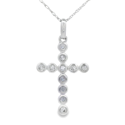 .12ct Diamond Cross Pendant in 14KT White Gold