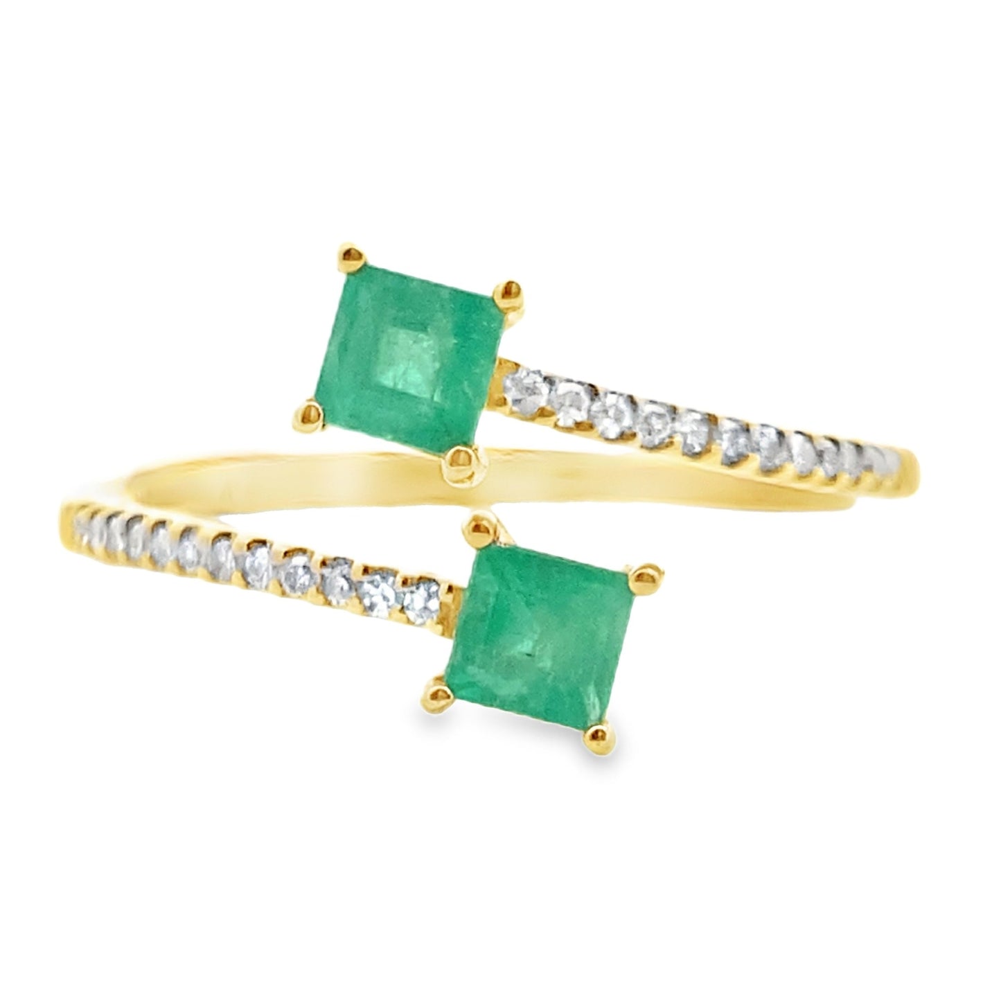 Anillo de Diamante de Esmeralda de 0.47ct en Oro Amarillo de 14KT