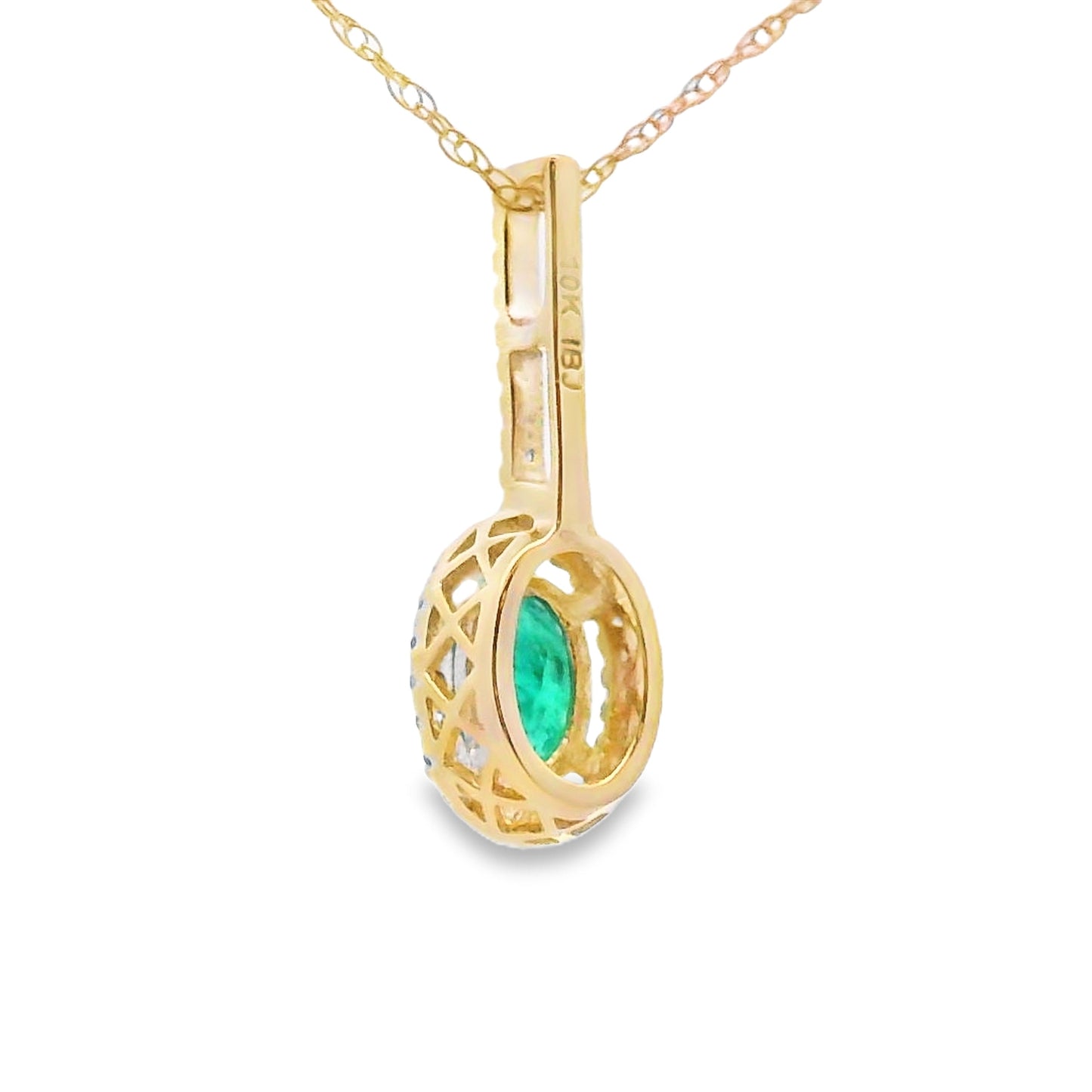 .46ct Emerald and Diamond Pendant in 10KT Yellow Gold
