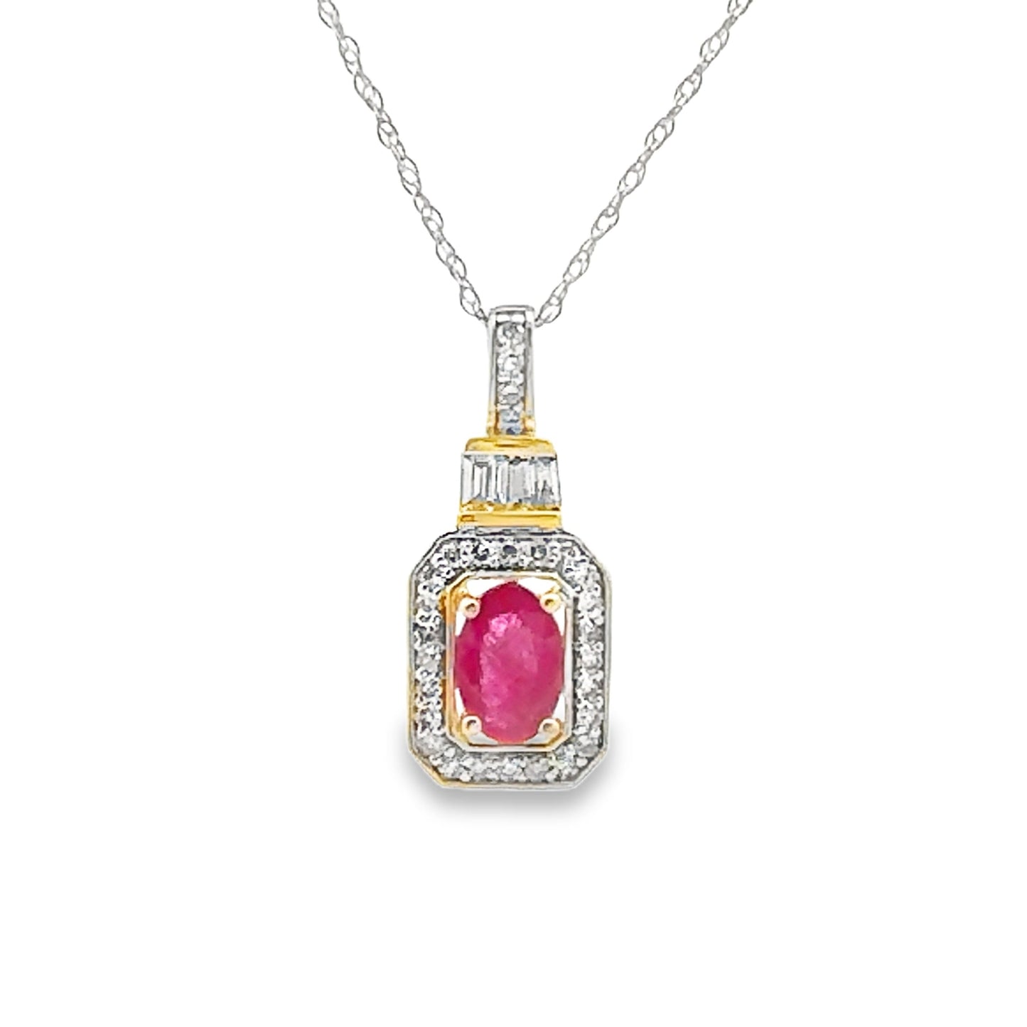 .72ct Pendentif en Rubis et Diamant en Or Jaune 14KT
