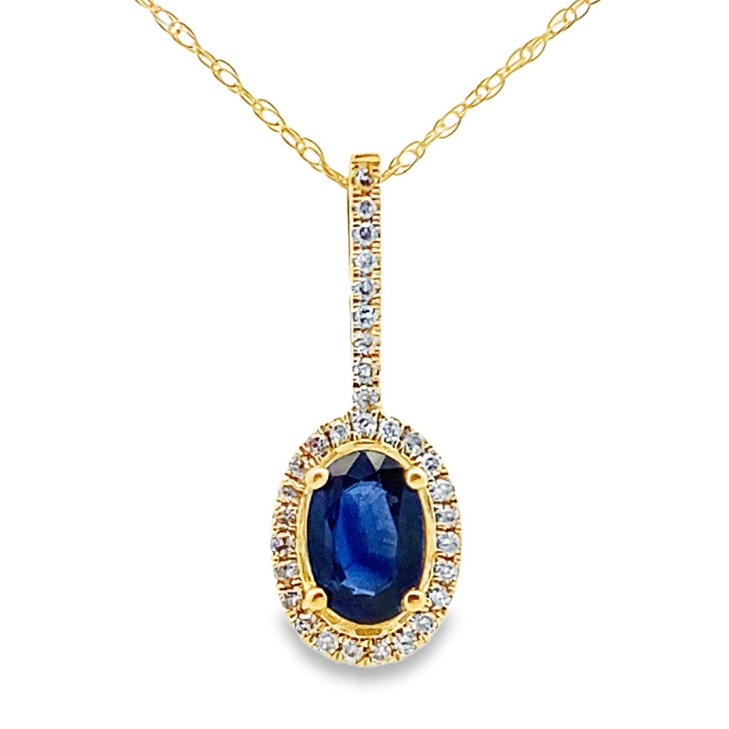 Colgante de moda con diamantes de zafiro en oro amarillo de 10KT