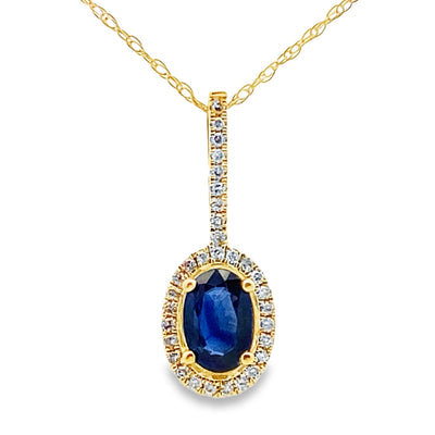 Sapphire Diamond Fashion Pendant in 10KT Yellow Gold