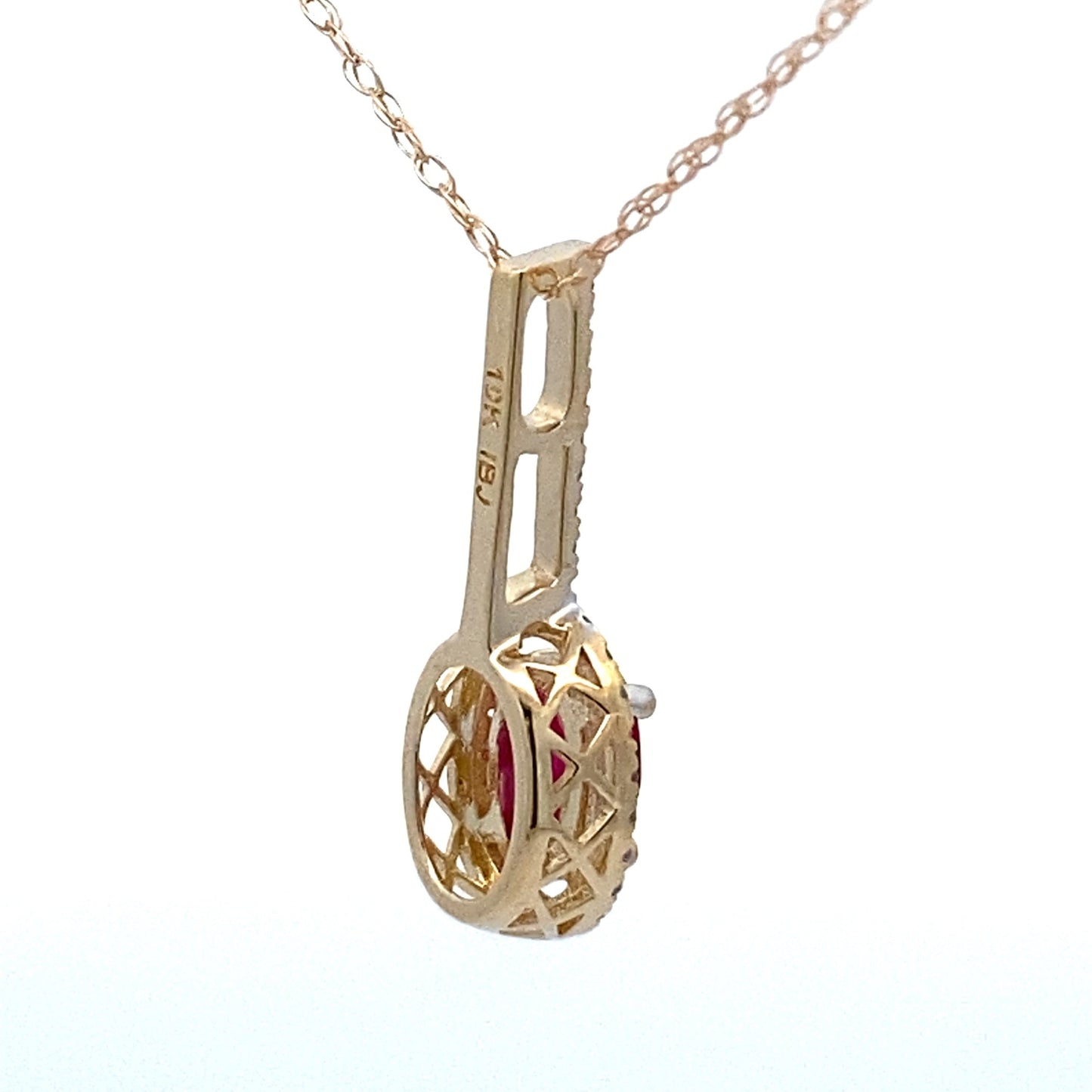 .45ct Pendentif en Rubis et Diamant en Or Jaune 10KT