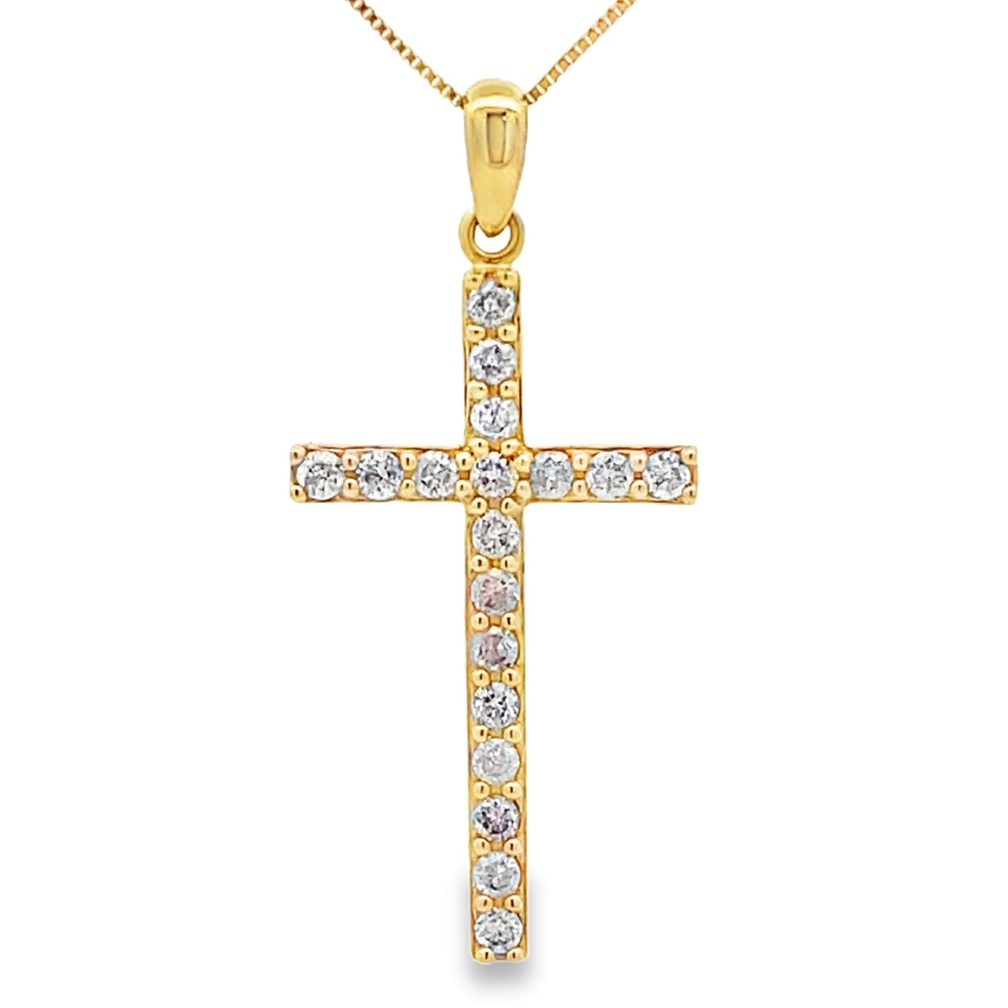 Pendentif Croix en Diamant de 0,25 ct en Or Jaune 14KT
