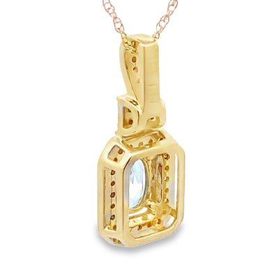 Pendentif en diamant aquamarine en or jaune 10KT