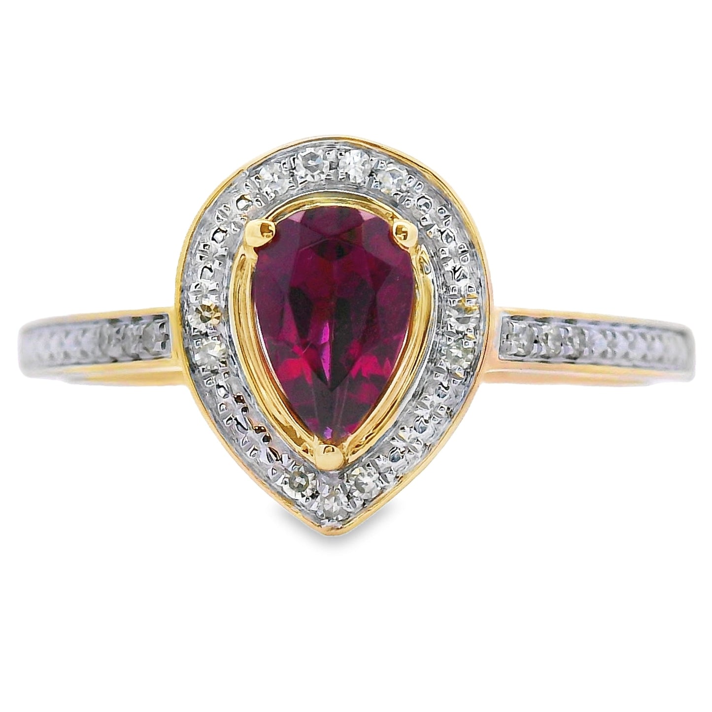 Genuine .56ct Garnet Diamond Ring in 10KT Yellow Gold
