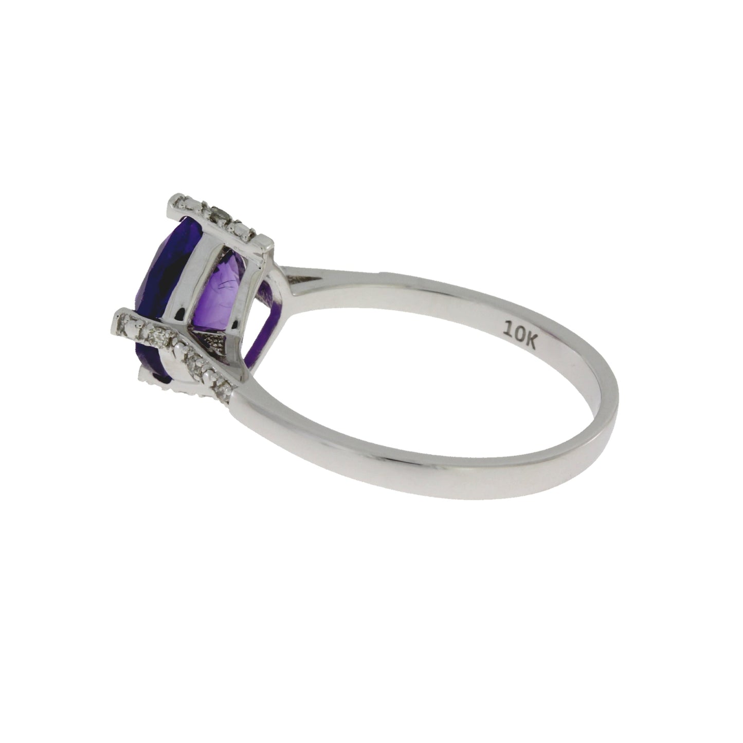 Bague en Améthyste et Diamant de 1,25 ct en Or Blanc 10KT