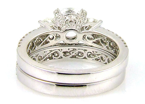 Conjunto de Anillo de Compromiso Natural de 1.05ct en Oro Blanco de 18KT