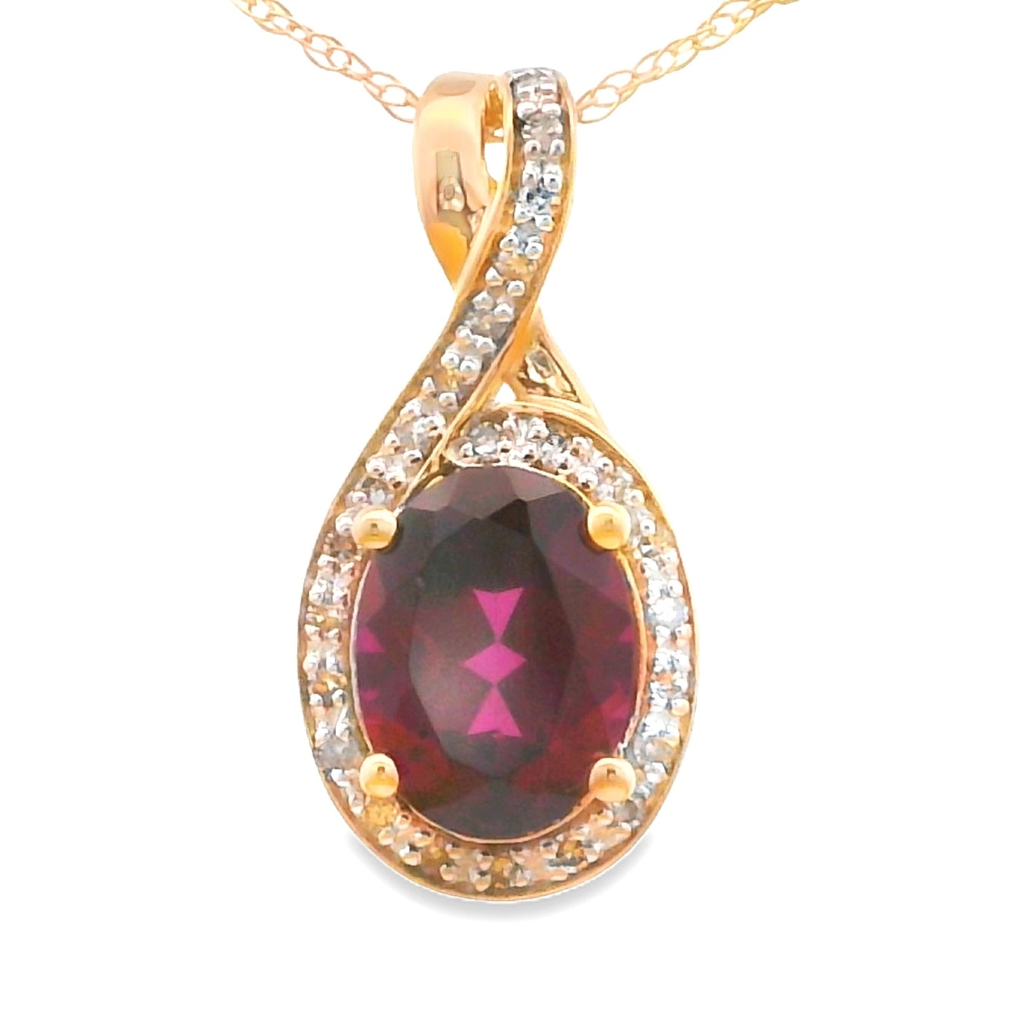1.61ct Garnet and Diamond Pendant in 14KT Yellow Gold