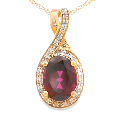 1.61ct Garnet and Diamond Pendant in 14KT Yellow Gold