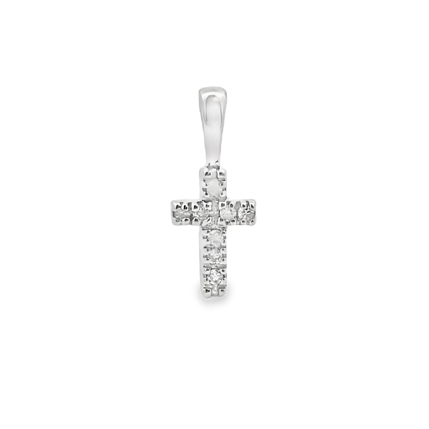 .03ct Diamond Cross Pendant in 10KT White Gold