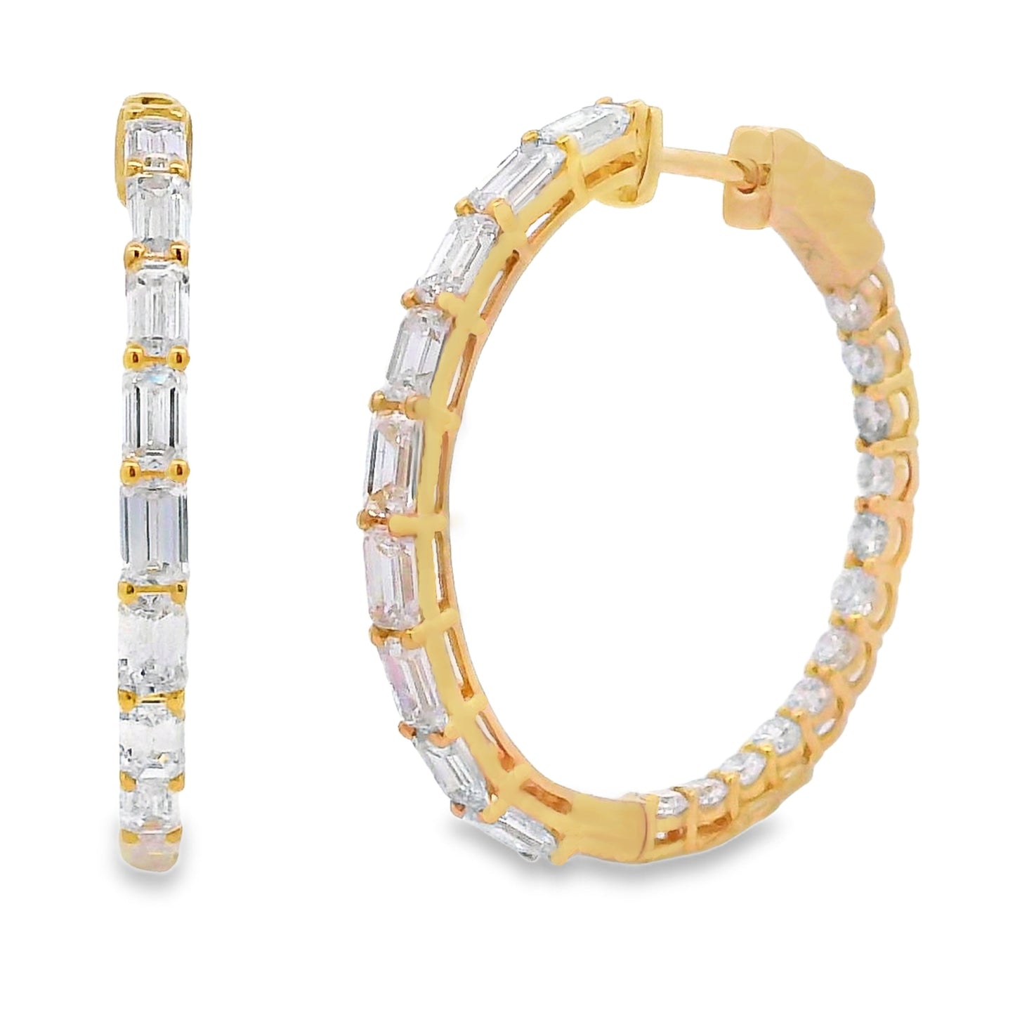 Boucles d'oreilles créoles en diamant cultivé en laboratoire de 2,65 ct en or jaune 14KT