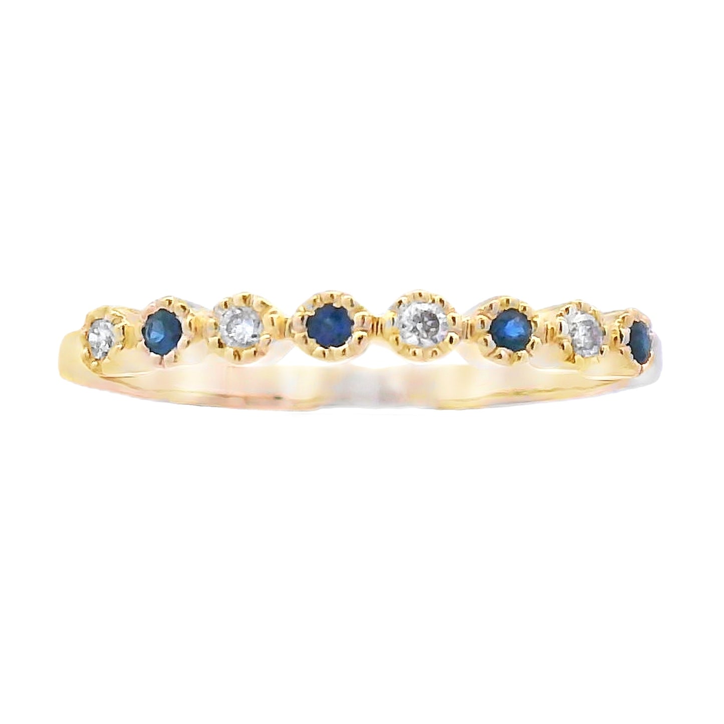 Sapphire Diamond Stackable Band Set in 14KT Yellow Gold
