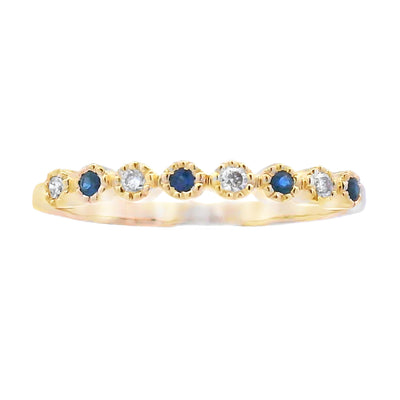 Sapphire Diamond Stackable Band Set in 14KT Yellow Gold