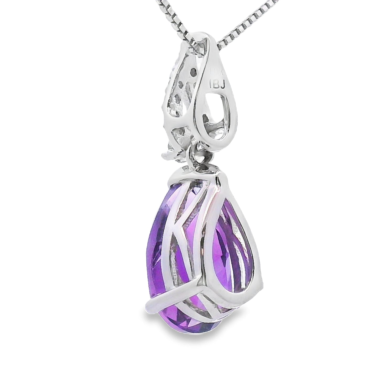 Amethyst Diamond Pendant in 10KT White Gold