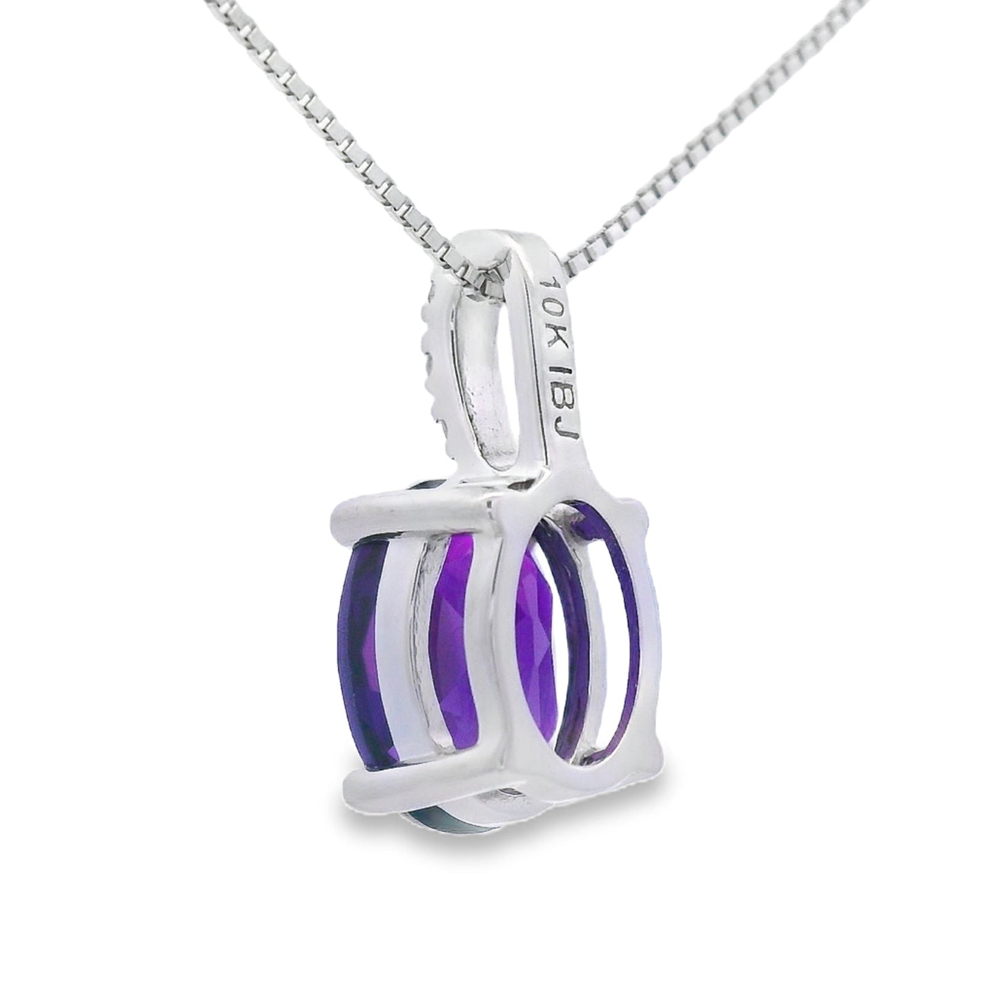 Amethyst Diamond Pendant in 10KT White Gold