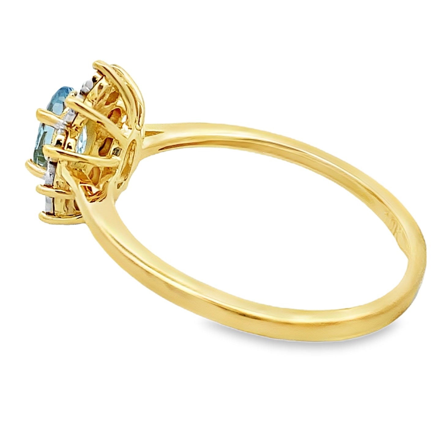 Genuine .43ct Aquamarine Diamond Ring in 10KT Yellow Gold