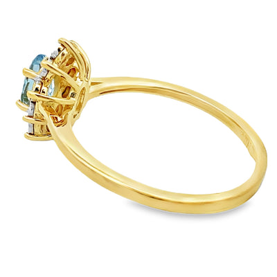 Bague en diamant aquamarine véritable de 0,43 ct en or jaune 10KT