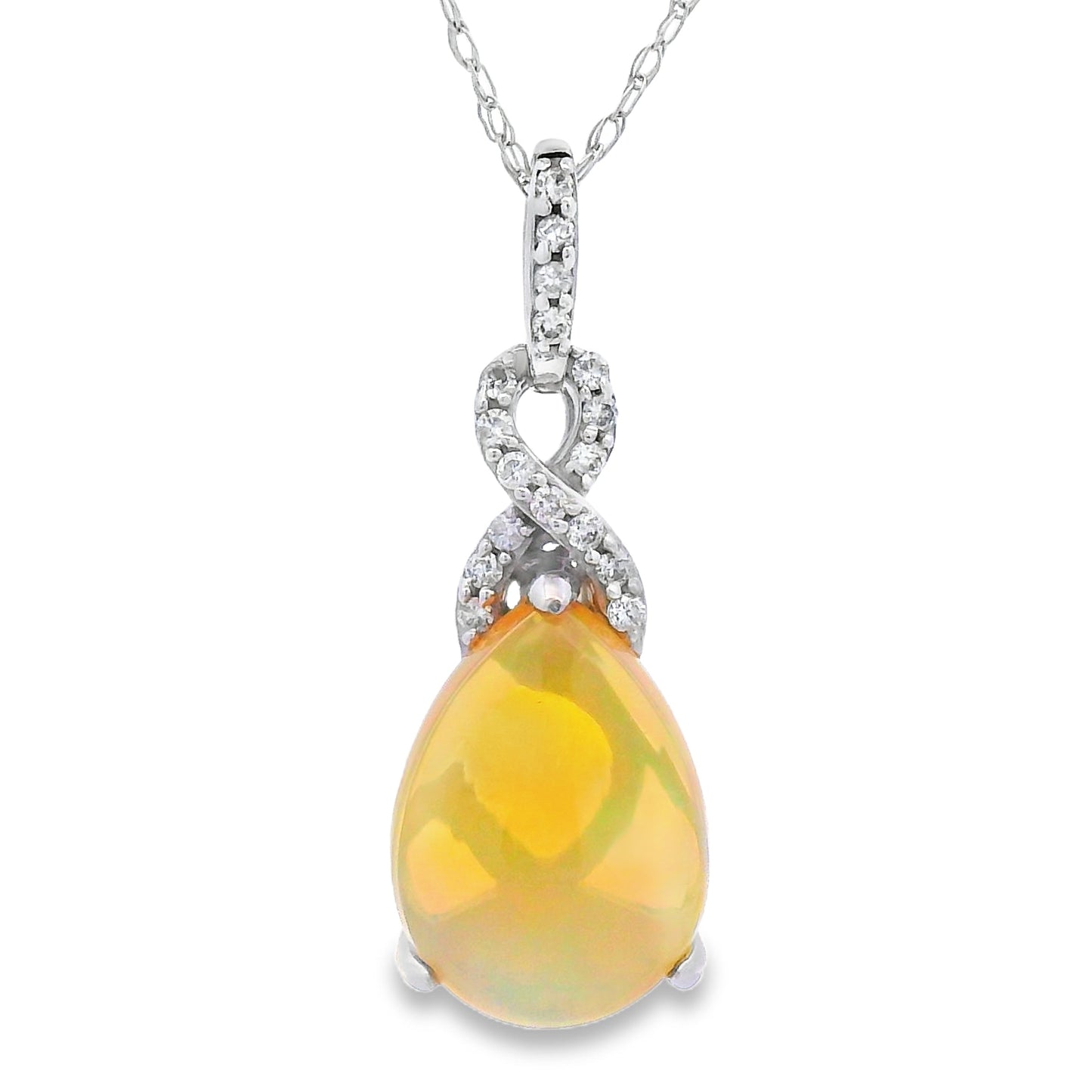 Pendentif en Opale et Diamant de 1,94 ct en Or Jaune 14KT