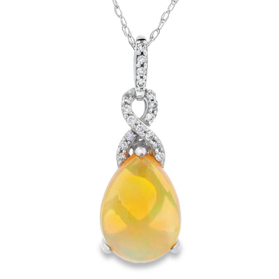 1.94ct Opal and Diamond Pendant in 14KT Yellow Gold