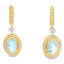 Pendientes Colgantes de Diamante de Aguamarina en Oro Amarillo de 10KT