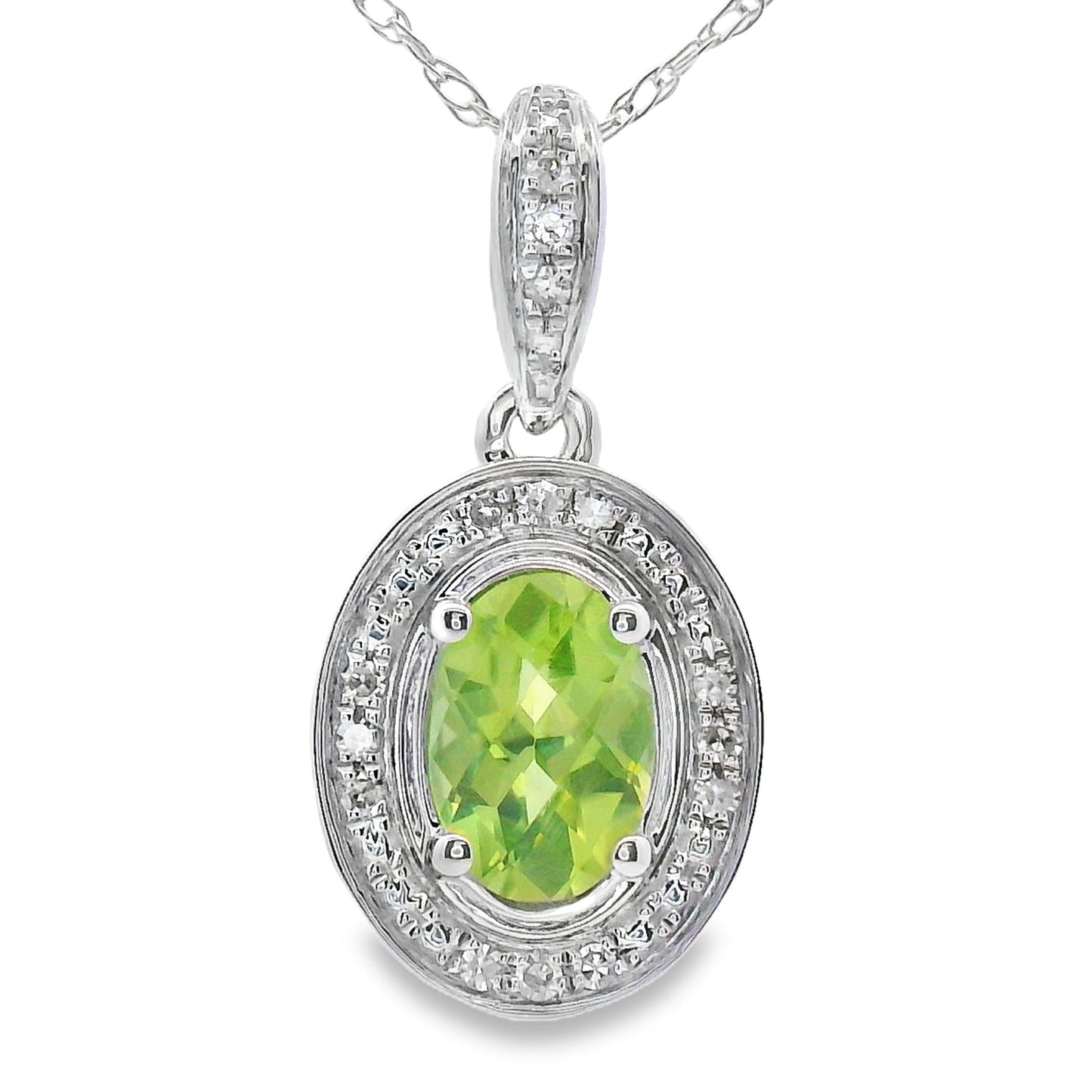 .50ct Colgante de Peridoto y Diamante en Oro Blanco de 10KT