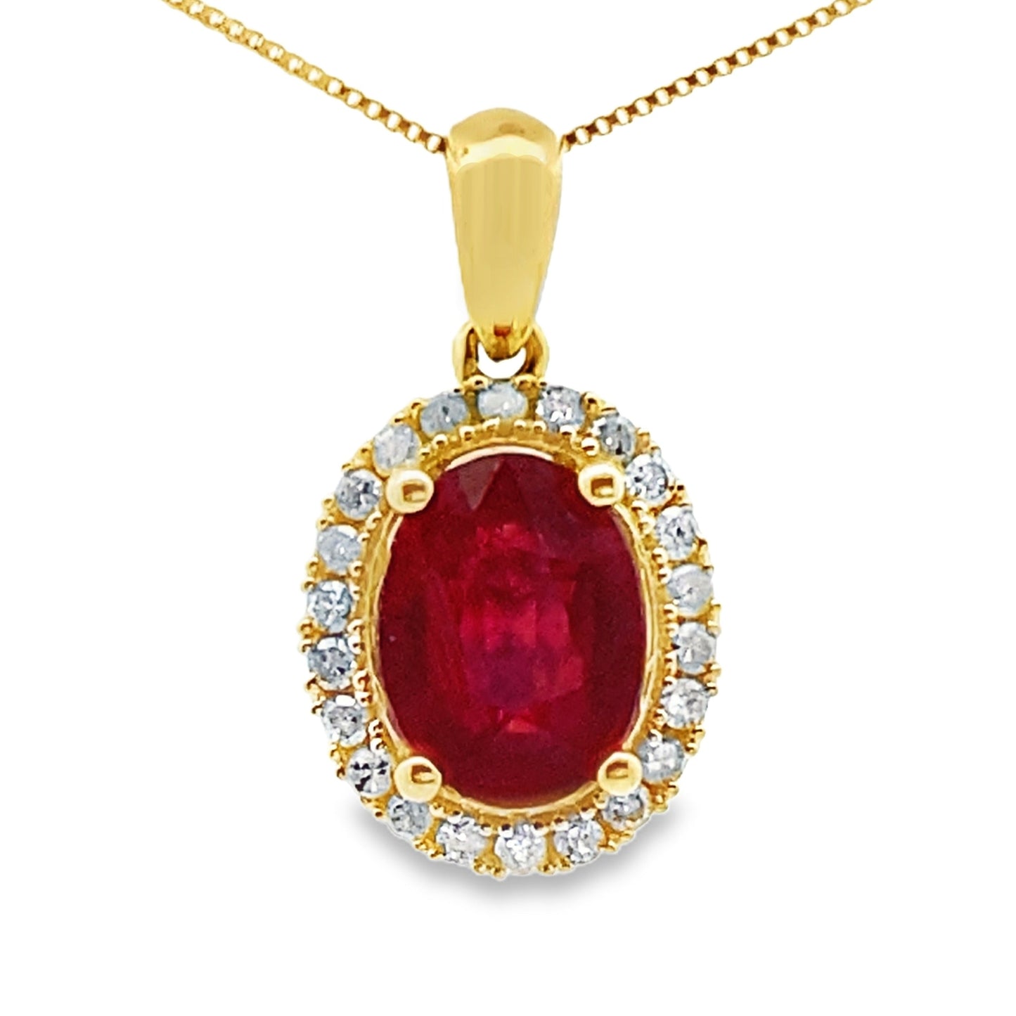 2.22ct Ruby and Diamond Pendant in 10KT Yellow Gold