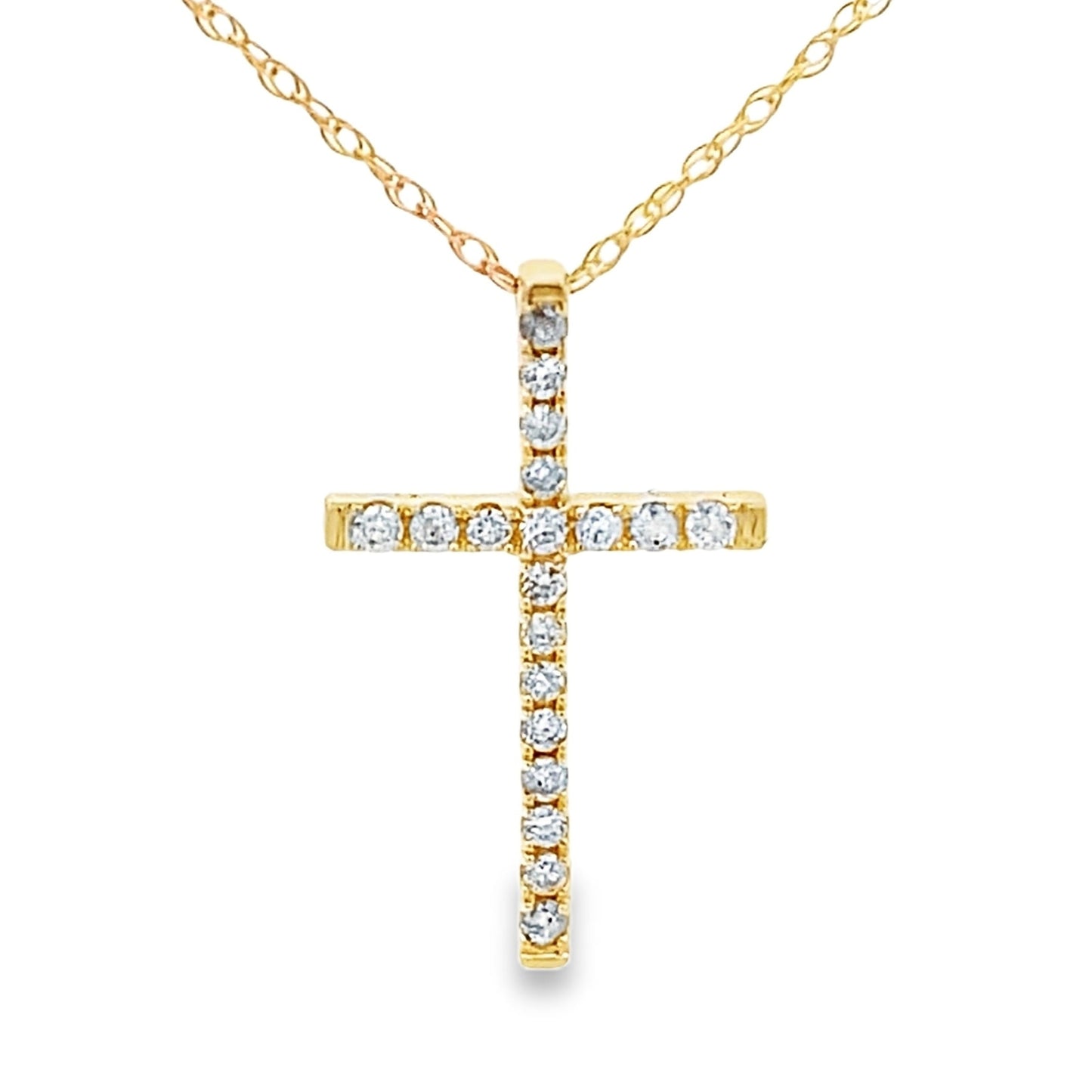 Pendentif Croix en Diamant de 0,11 ct en Or Jaune 14KT