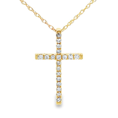 Pendentif Croix en Diamant de 0,11 ct en Or Jaune 14KT