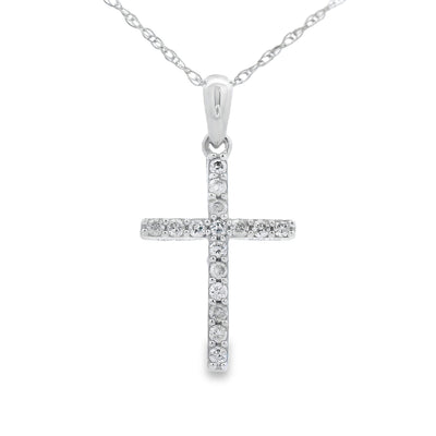 .11ct Diamond Cross Pendant in 14KT White Gold