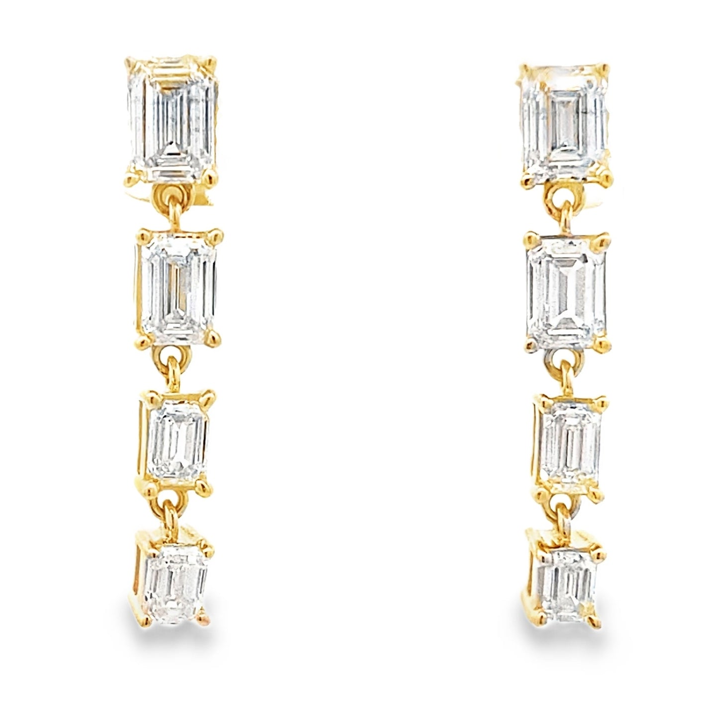 Boucles d'oreilles pendantes en diamant cultivé en laboratoire en or jaune 14KT