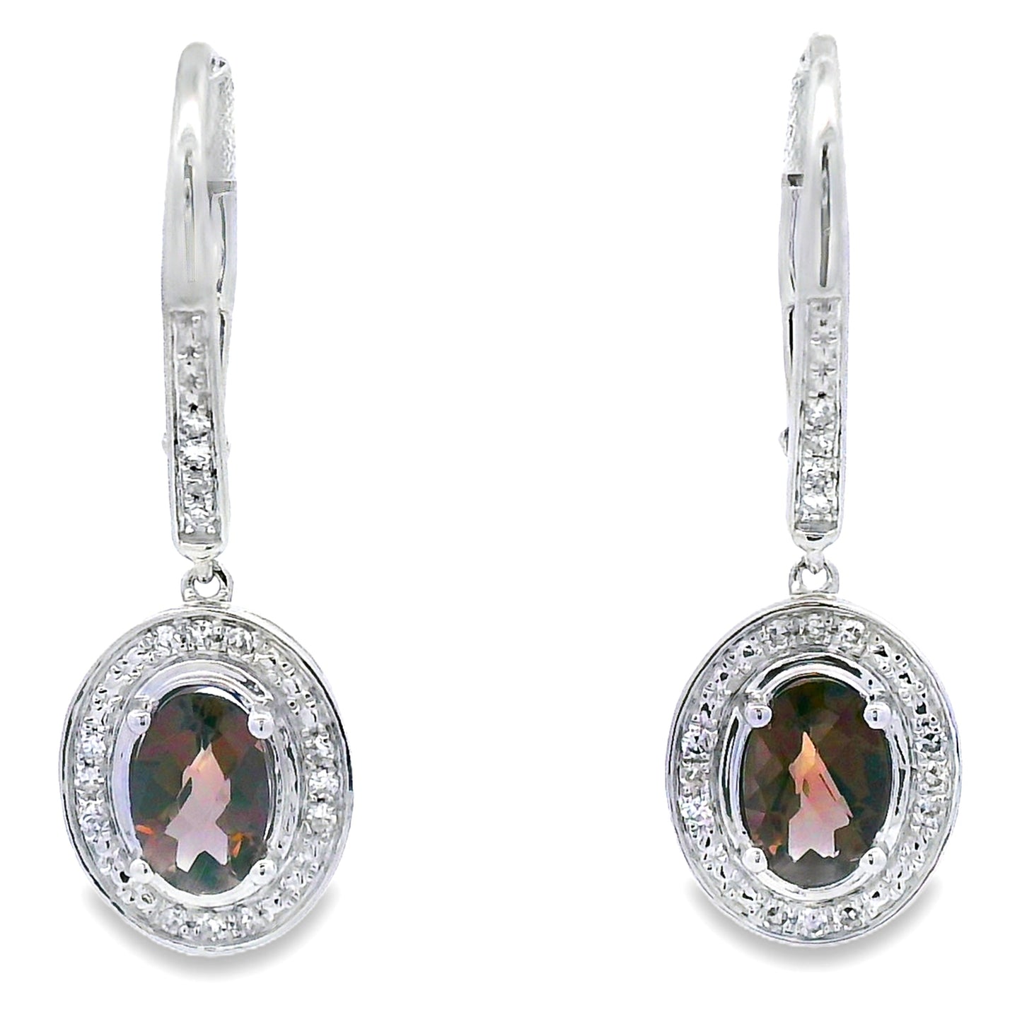 Pendientes colgantes de diamante de cuarzo de 0.81 ct en oro blanco de 10KT
