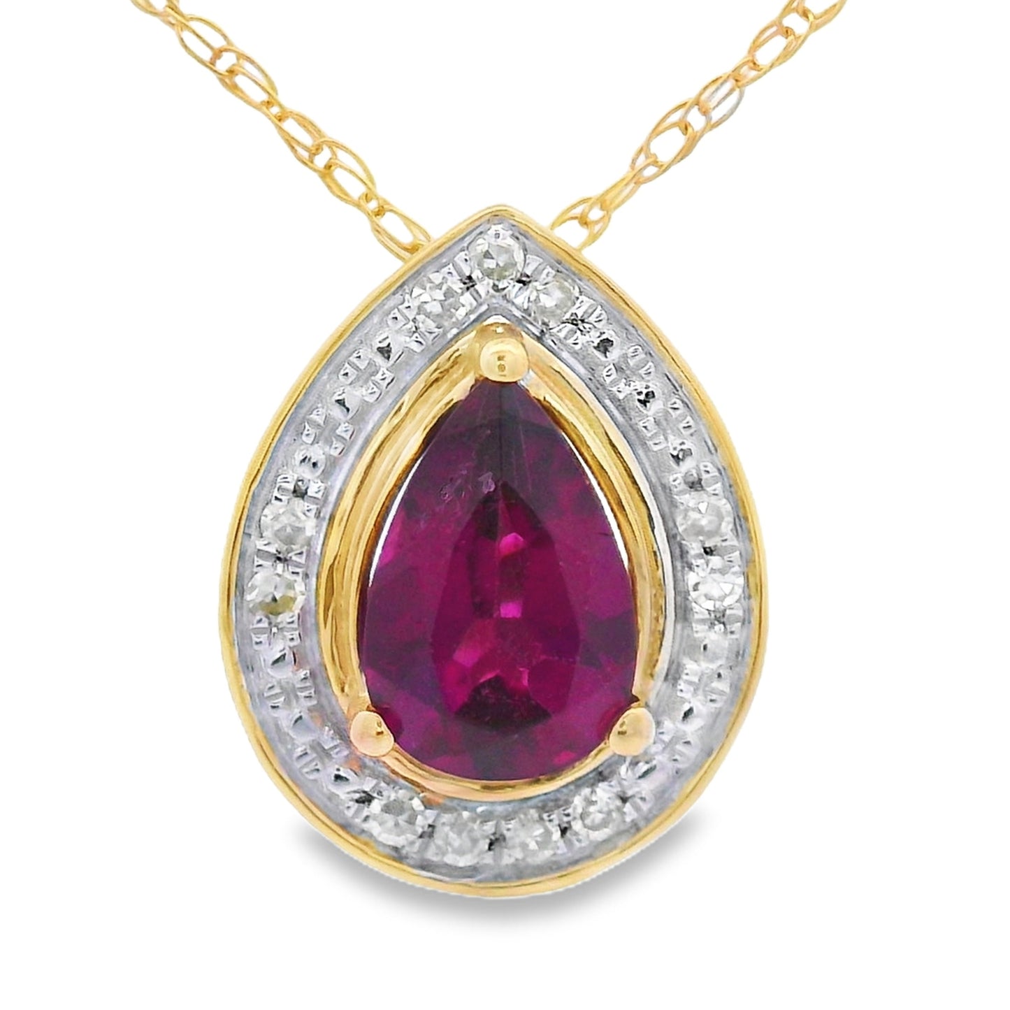 .52ct Garnet and Diamond Pendant in 10KT Yellow Gold