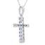 .29ct Colgante de Cruz de Zafiro en Oro Blanco de 14KT