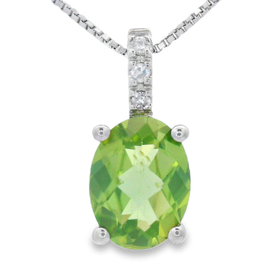Pendentif en péridot et diamant de 1,34 ct en or blanc 10KT