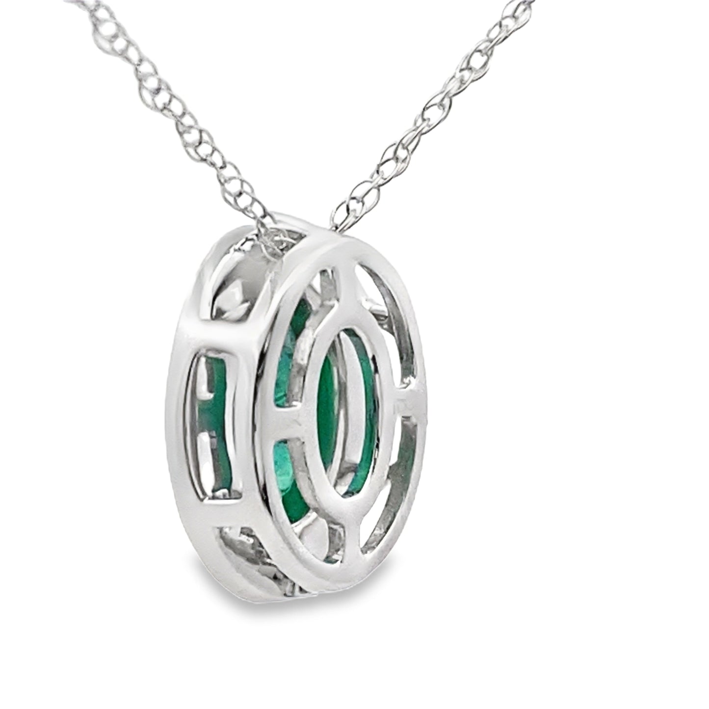 .46ct Colgante de Esmeralda y Diamante en Oro Blanco de 10KT