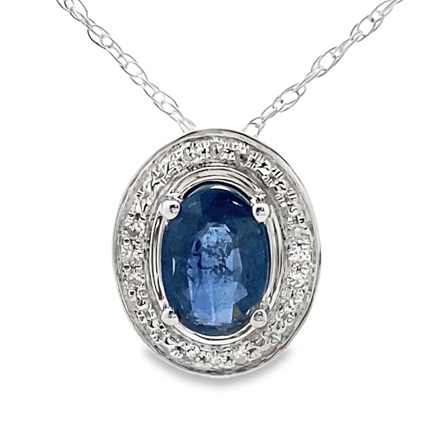 .59ct Sapphire and Diamond Pendant in 10KT White Gold