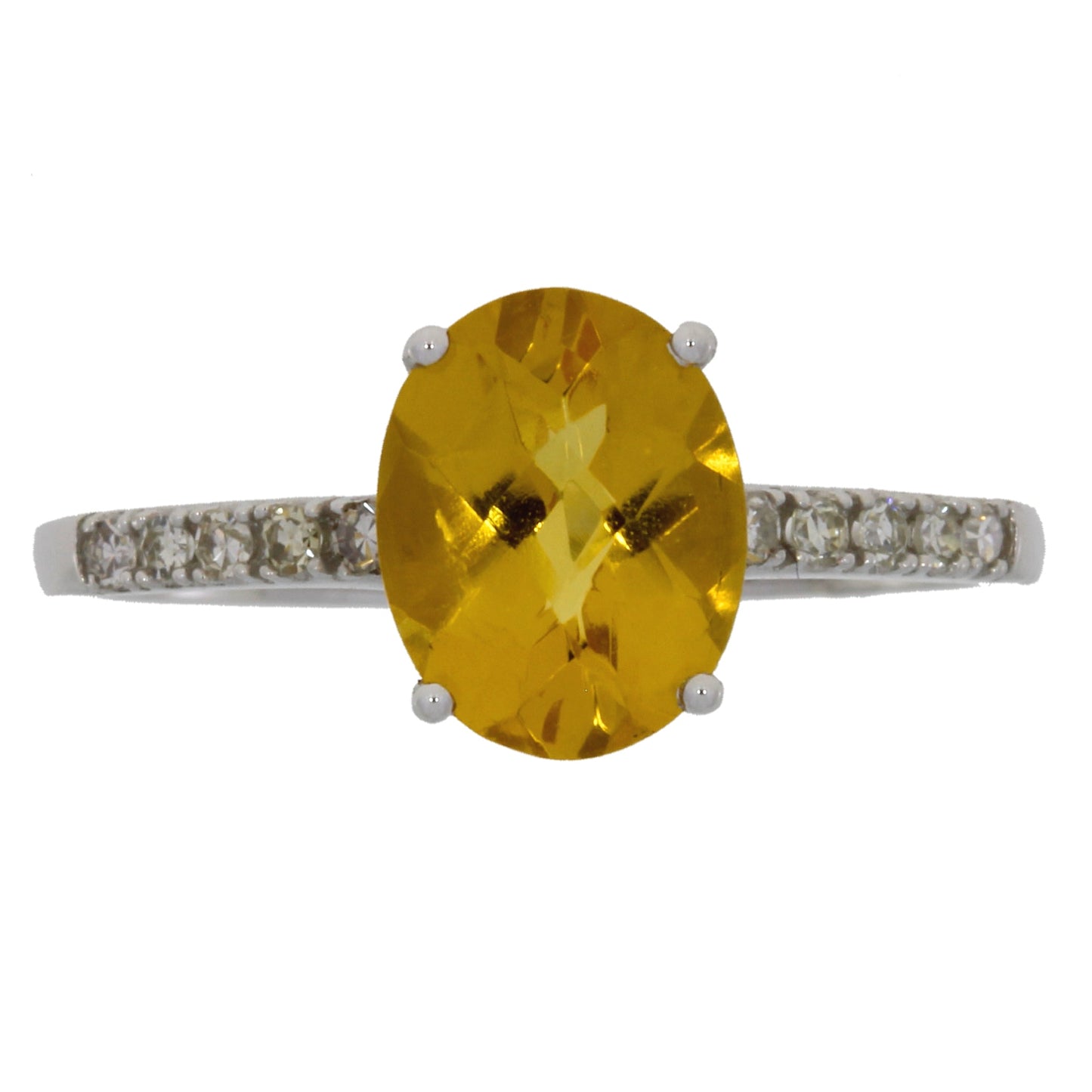 Bague en Citrine Naturelle de 2,20 ct avec Diamants en Or Blanc 14KT